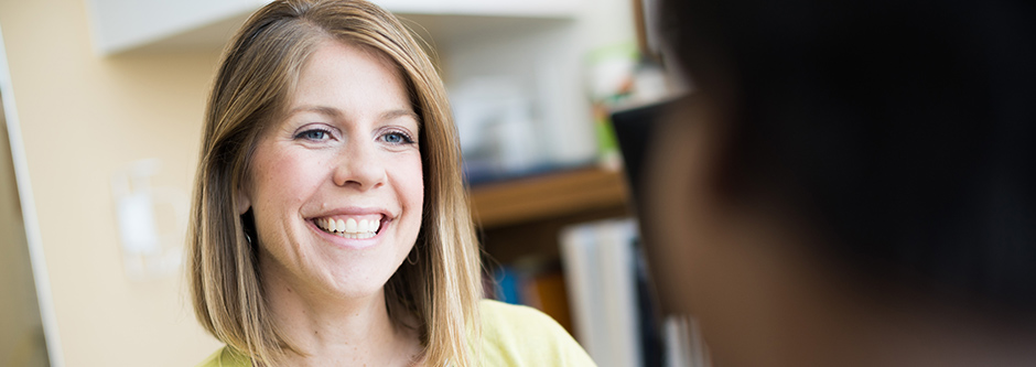 Kristin Knight, a speech-language pathologist, working with a patient.