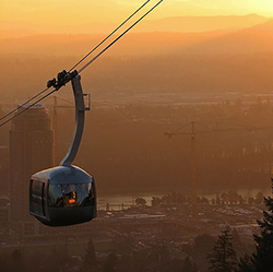 OHSU tram at sunrise