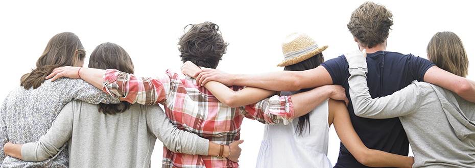 Group of teenagers supporting each other through illness