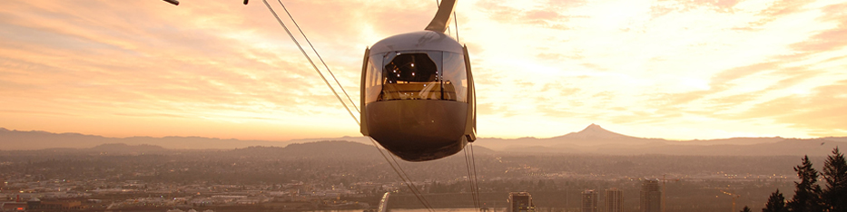 OHSU tram at sunrise