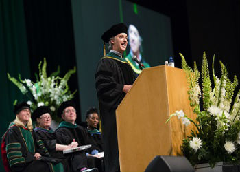 Dr. Peter Sullivan speaks at 2018 SOM Commencement Center 