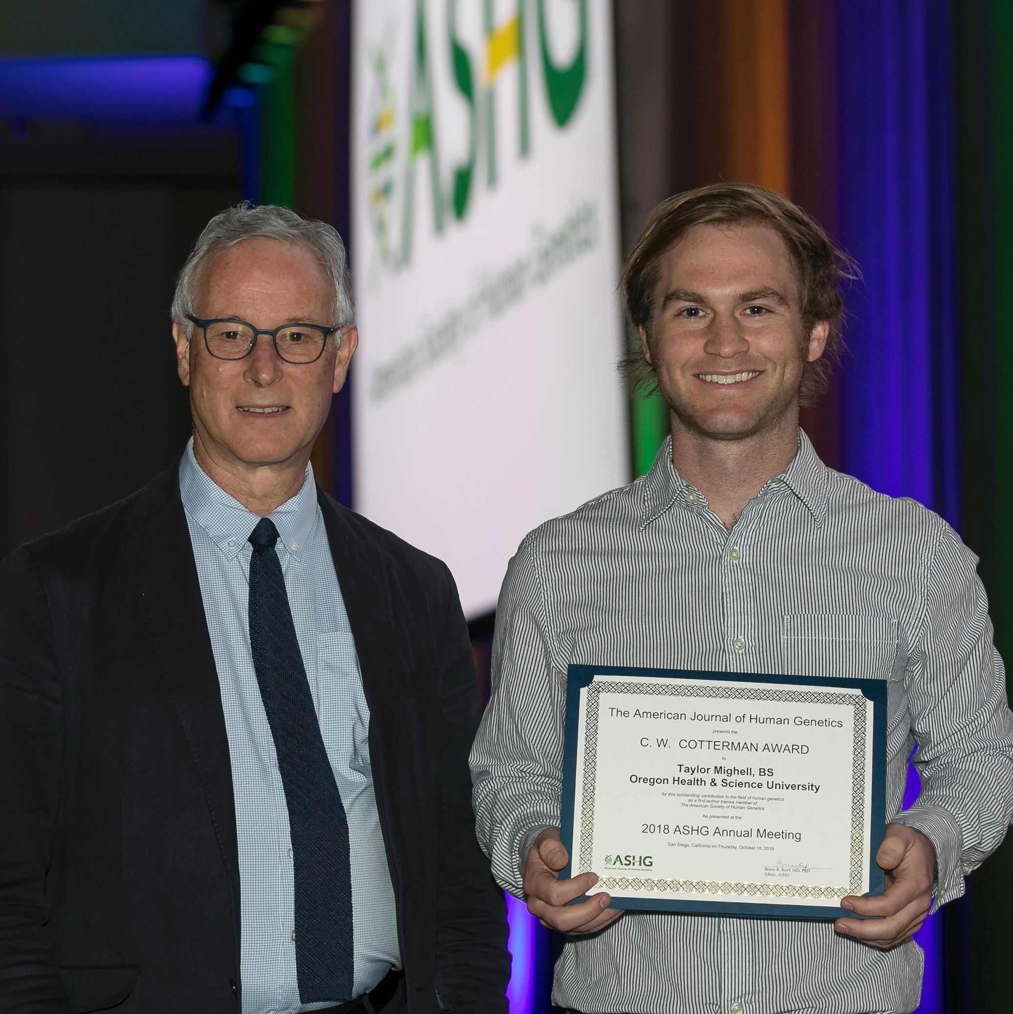 Taylor Mighell, current NGP student, receives the CW Cotterman Award for best article.