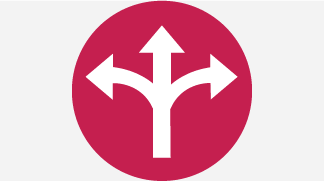 Icon of arrows pointing in three different directions