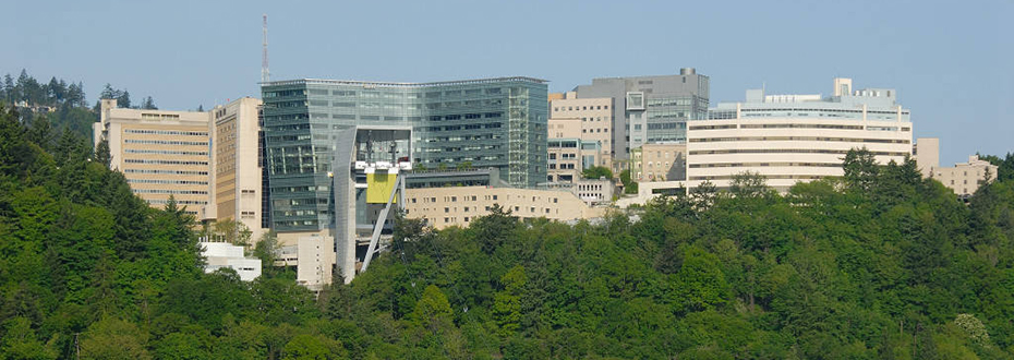 A view of OHSU Campus on Marquam Hill from Portland's South Waterfront