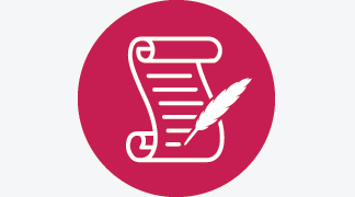 Icon of old time scroll and feather pen