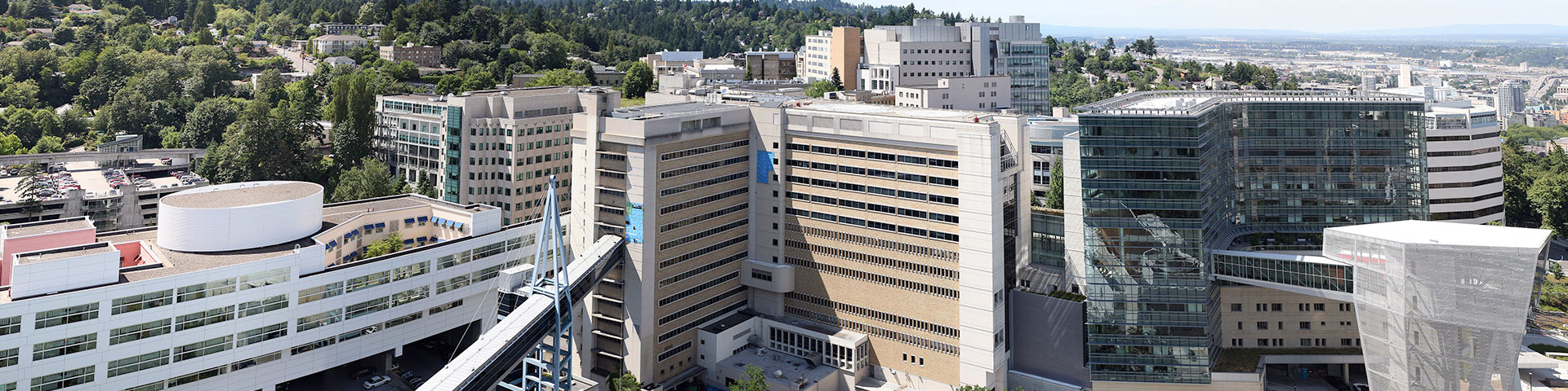Aerial image of OHSU Marquam hill campus. 