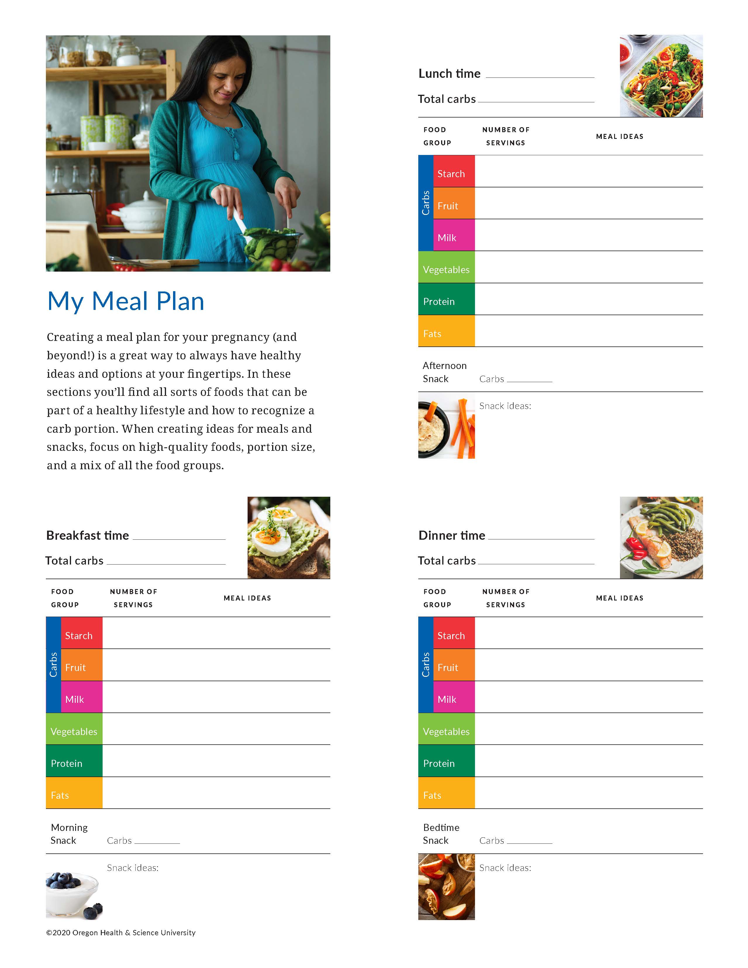 Meal planning worksheet for pregnancy