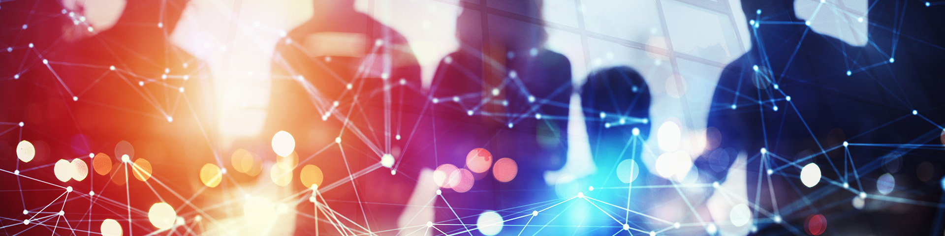 Silhouetted figures behind abstract design. Image courtesy of Getty Images