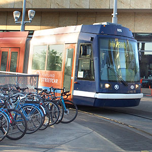 Portland Streetcar and bikes