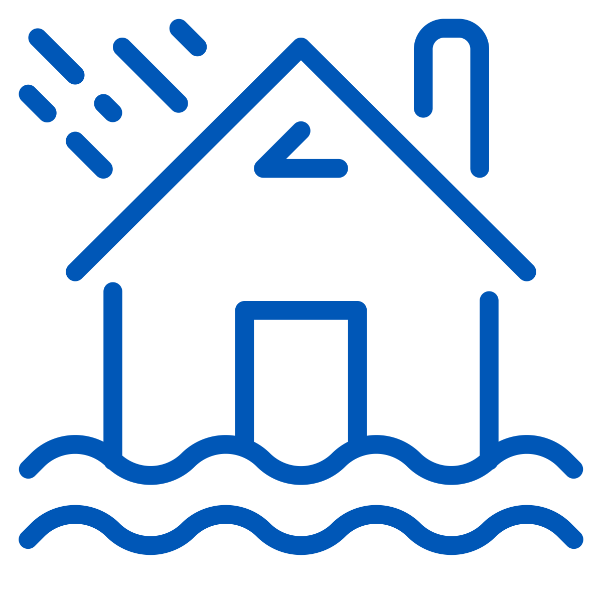 House in a rainstorm and flood disaster