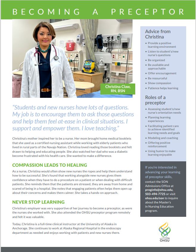 An image of the Becoming a Preceptor document from the ONEA team