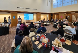 Lunch gathering in OHSU Auditorium Great Hall with remarks from Mary Tanski