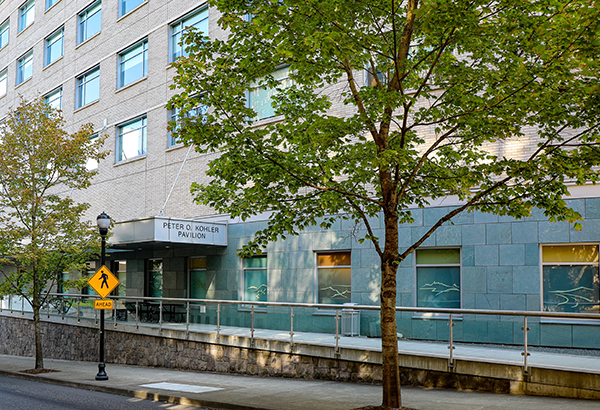 An external photo of the front entrance of Peter Kohler Pavilion on OHSU's Marquam Hill campus. An external photo of the front entrance of Peter Kohler Pavilion on OHSU's Marquam Hill campus.