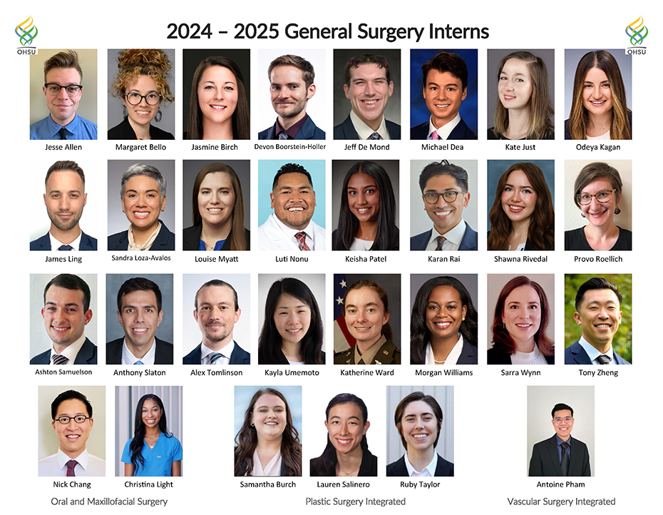 Roster of general surgery interns for 2024-2025.