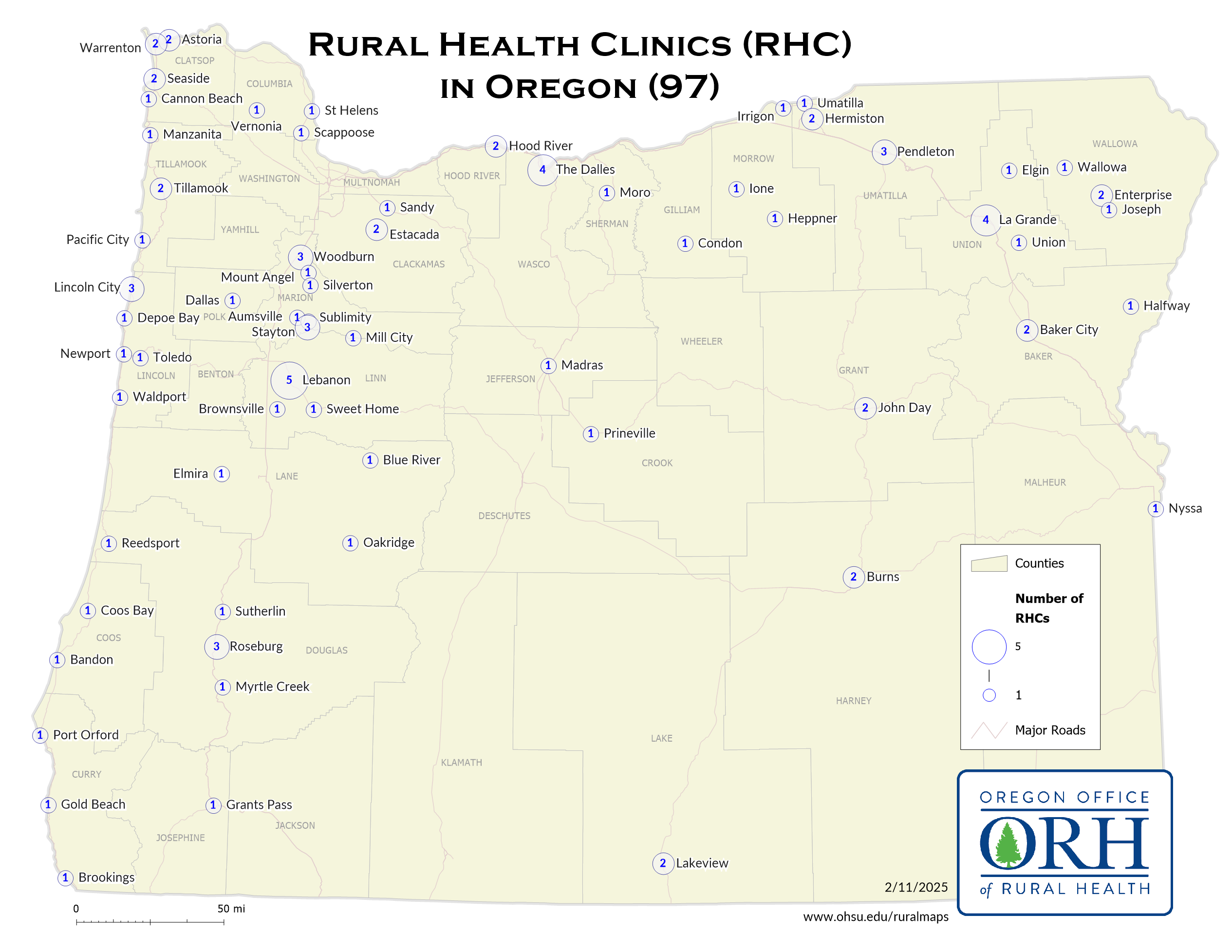 RHC Map in Oregon
