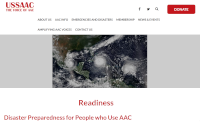 A screenshot of the "Readiness: Disaster Preparedness for People who Use AAC" webpage on USSAAC's website.