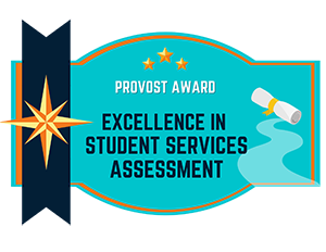 Excellence in Student Services Assessment award badge.