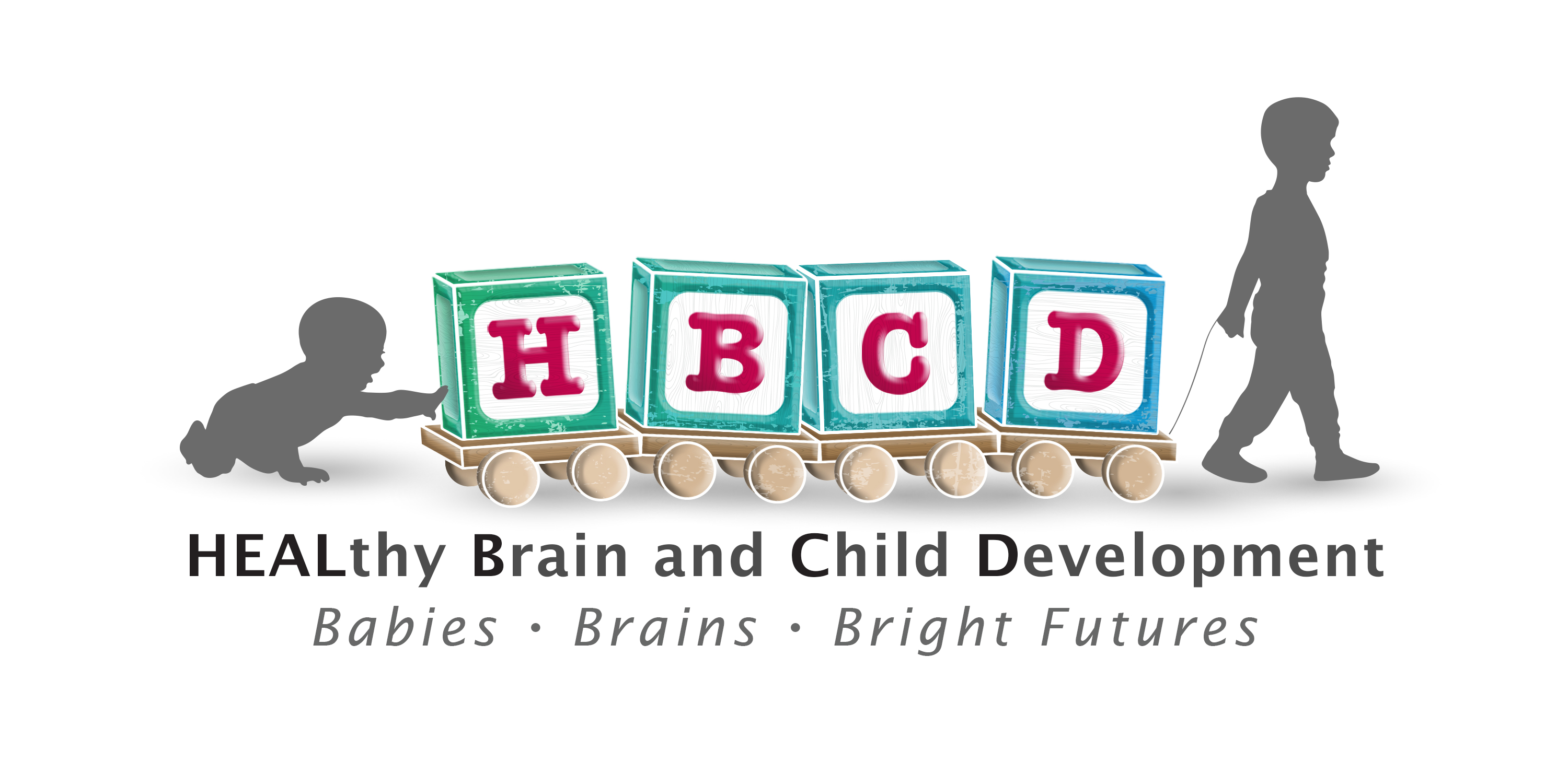 infant pushing blocks pulled by small child