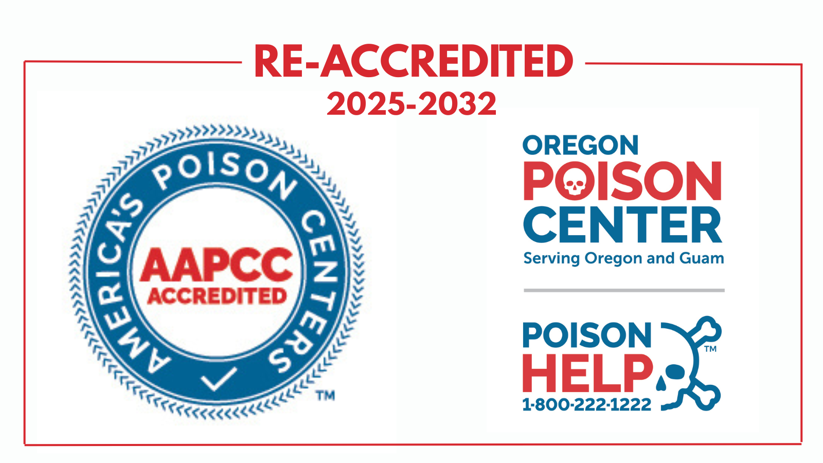 The Oregon Poison Center logo is featured next to America's Poison Centers Accreditation Seal