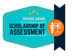 Scholarship in Assessment award badge.