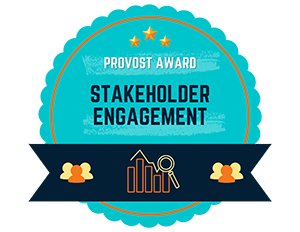 Stakeholder and Data Engagement award badge.
