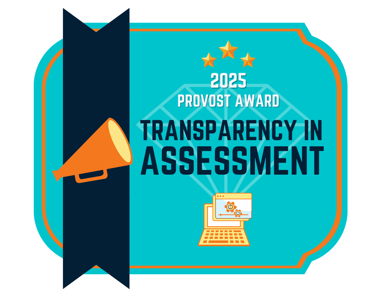 Teal and gold badge awarding the PA Program for transparency in assessment.